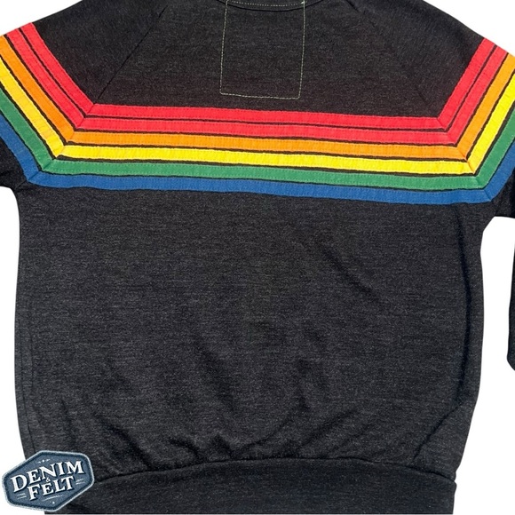 Aviator Nation Unisex Charcoal 6 Stripe Chevron Crewneck/Sweatshirt | PRELOVED🌈 - Picture 6 of 11